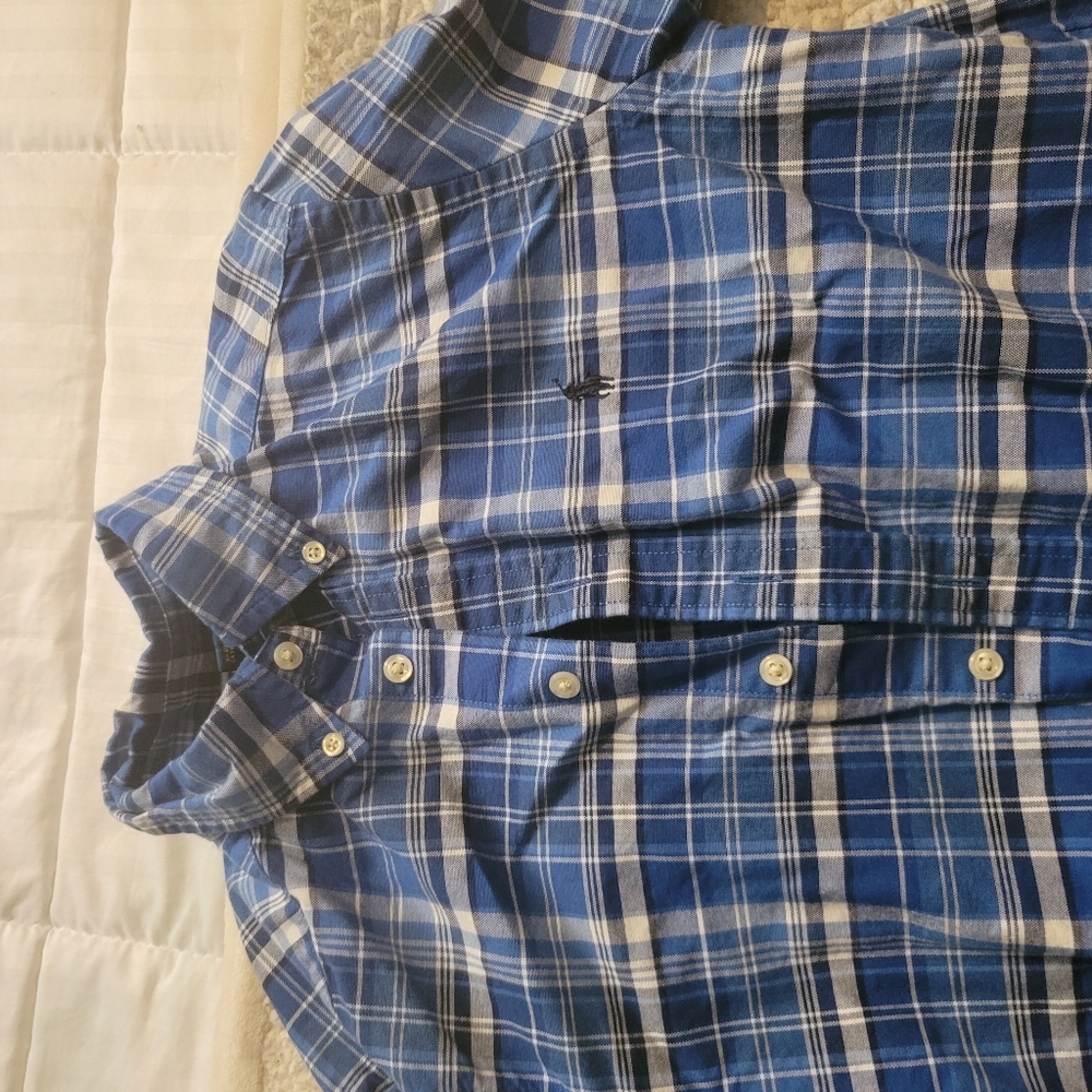Boys Plaid Button Up Polo Shirt